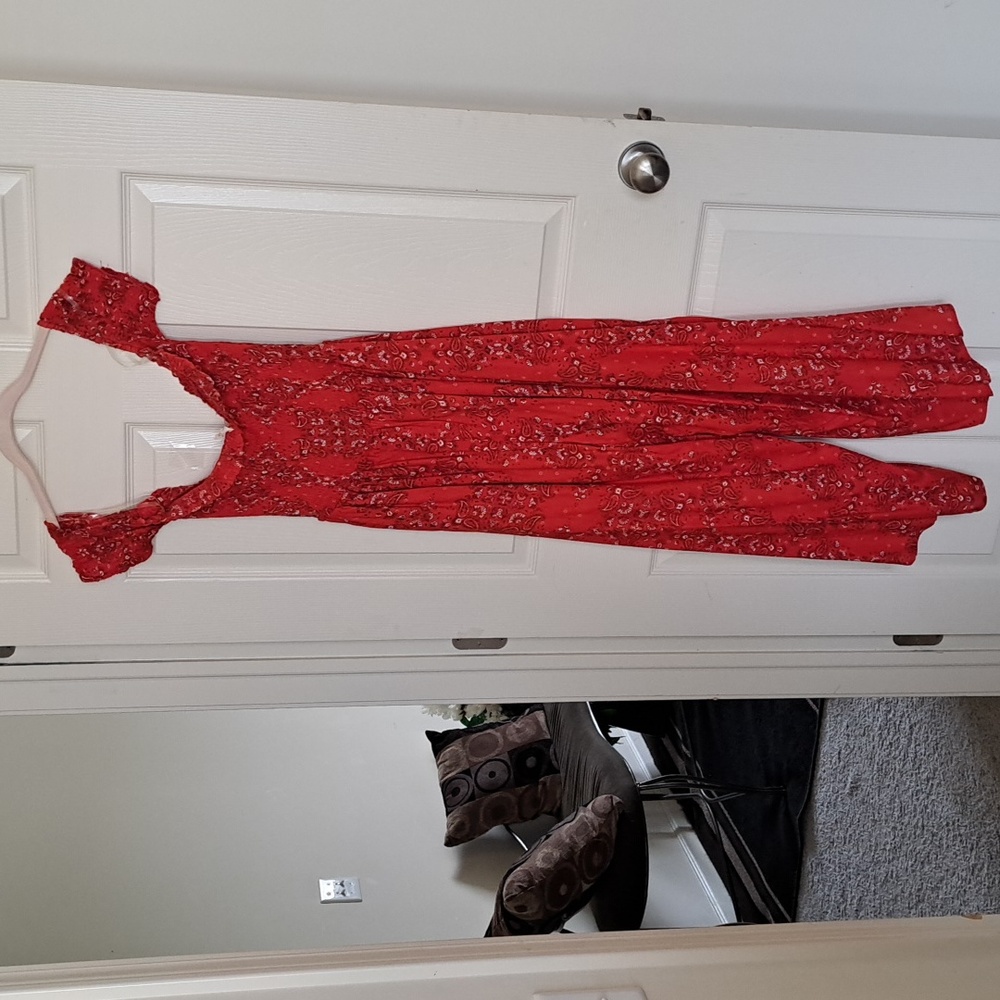Nwot Red Bandana Jumpsuit